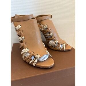 Coach 8M Jody Vegan Leather Python Heels Natural Bone Size 8M